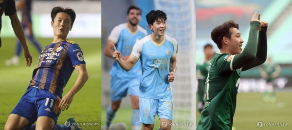 1999년생 토끼띠 선수들. 왼쪽부터 울산 엄원상, 대구 고재현, 전북 송민규 ©연합뉴스 제공 1999년생 토끼띠 선수들. 왼쪽부터 울산 엄원상, 대구 고재현, 전북 송민규 ©연합뉴스 제공