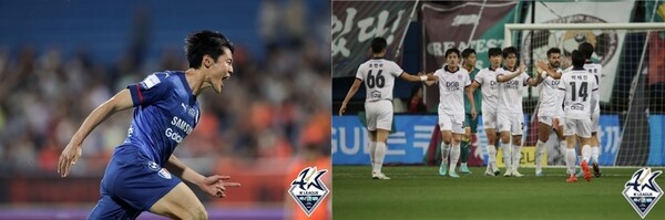 수원 삼성 안병준(좌측 사진)과 대구 FC 선수들(우측 사진) ©연합뉴스=한국프로축구연맹 제공 수원 삼성 안병준(좌측 사진)과 대구 FC 선수들(우측 사진) ©연합뉴스=한국프로축구연맹 제공