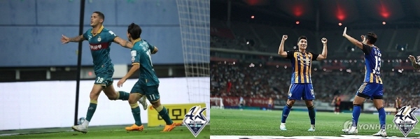 올 시즌 득점왕을 노리고 있는 대전 티아고(왼쪽 사진)과 울산 주민규(오른쪽 사진) ©연합뉴스=한국프로축구연맹 제공 올 시즌 득점왕을 노리고 있는 대전 티아고(왼쪽 사진)과 울산 주민규(오른쪽 사진) ©연합뉴스=한국프로축구연맹 제공