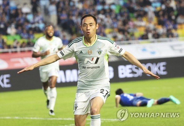 지난 매치데이 2 방콕 유나이티드와의 경기에서 득점을 터뜨린 문선민 ©연합뉴스=한국프로축구연맹 제공 지난 매치데이 2 방콕 유나이티드와의 경기에서 득점을 터뜨린 문선민 ©연합뉴스=한국프로축구연맹 제공